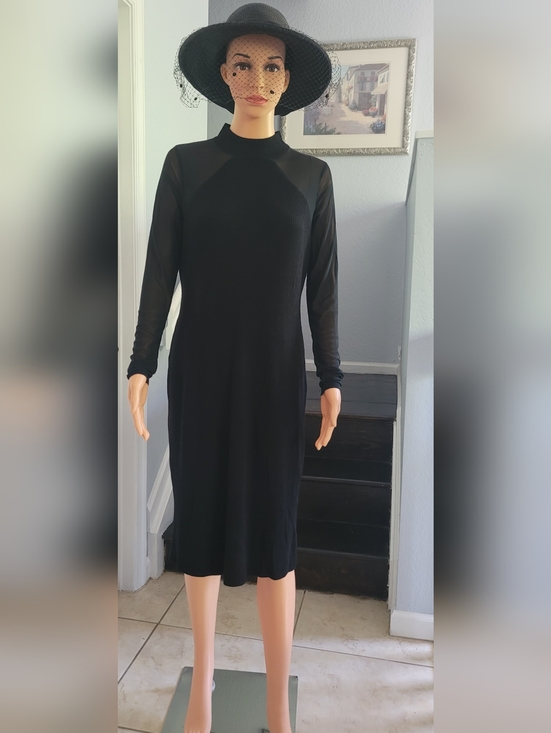 No Boundaries Dresses & Skirts - No Boundaries Black Long Sleeve Sheer-Panel Midi Dress